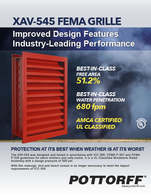 XAV-545 FEMA Grille - Industry leading performance features Free Area of 51.2%